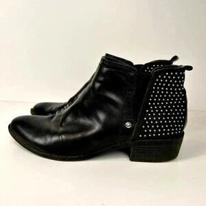 G by Guess Moto flat studded leather booties, Size 7M